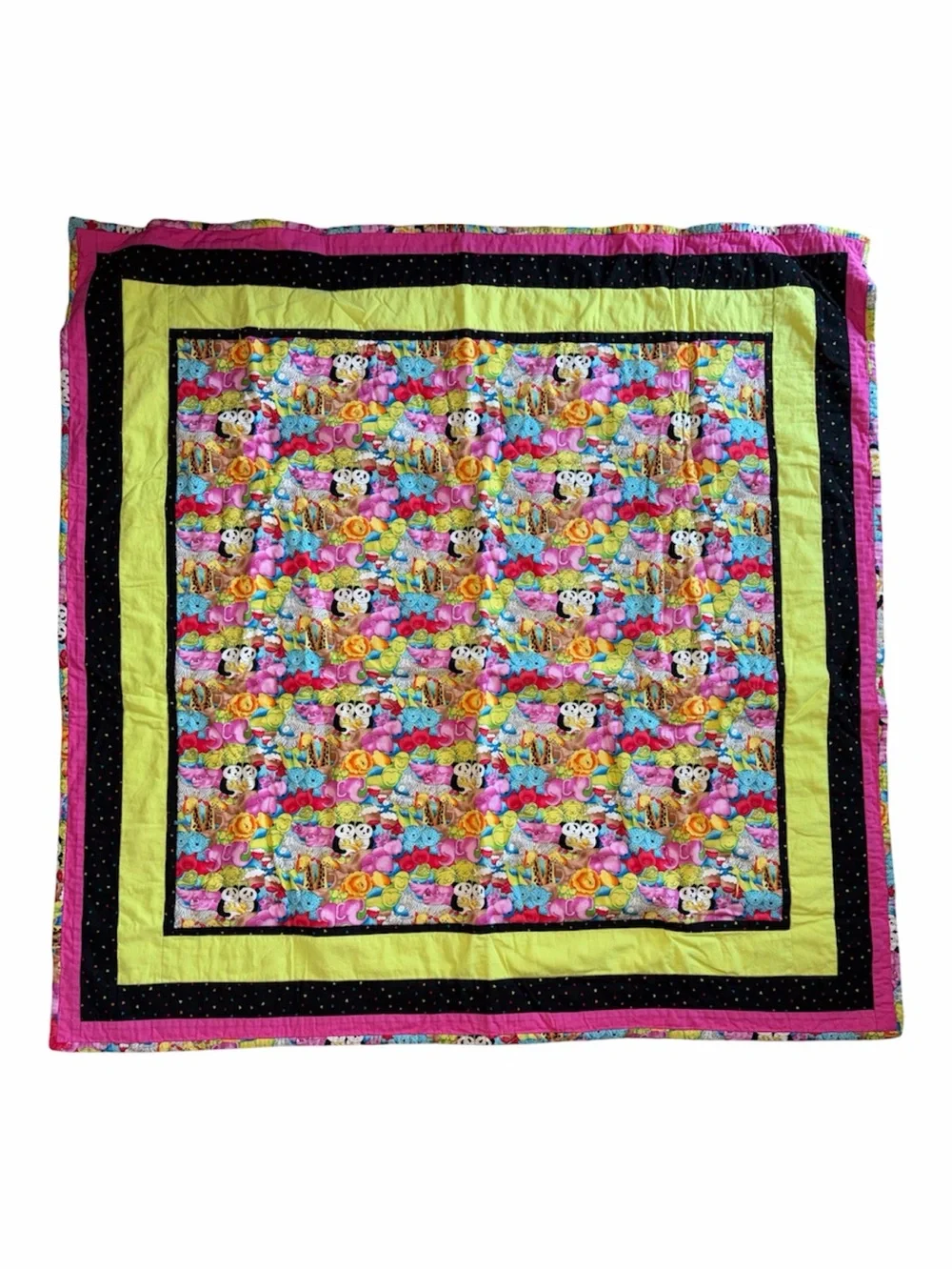 Animal Patchwork Baby Quilt Handmade 39” Square